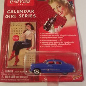 coca cola collectible car 49 mercury calendar girl